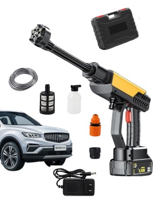 Napcoo 460W Kablosuz Yüksek Basınçlı Yıkama Tabancası 290 PSI Watergun1000 Modeli Sarı Renk  6 Başlık