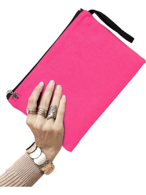 Fuşya Renk Şık Makyaj Çantası, Pratik ve Hafif Tasarım