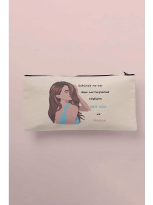 Ne Var Kem Göz Nazar No:2 Komik Baskılı Bez Makyaj ve Kalemlik Cüzdan
