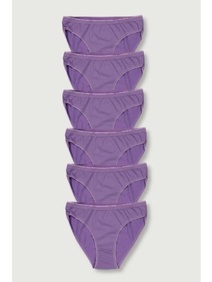 Tutku Kadın 6'lı Paket Mor Bikini Külot %100 Pamuklu Rahat Tasarım ELF568T0635CCM6