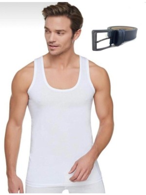 Erkek Beyaz 6'lı Paket Pamuklu Penye Atlet Beyaz