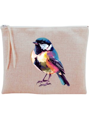 Modern Kuş Desenli Şık Makyaj Çantası, Kullanışlı ve Şık Tasarım