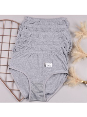 Tutku 0922 Bayan Ribana Bato 6lı Yüksek Bel Gri Pamuklu Kadın Külot Rahat Tasarım Özelliğiyle
