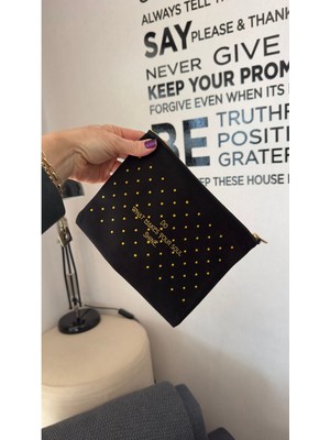 Şık Siyah Kanvas Makyaj Çantası 21X15 Cm, Organizer ve Hediye Alternatifi