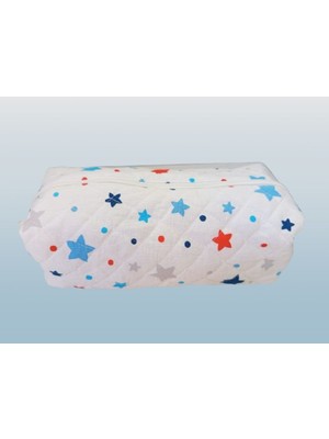 Yıldız Desenli Pamuklu Kumaş Makyaj Çantası 22X10X8CM Beyaz