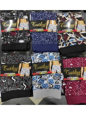 Erkek Desenli Boxer 12'lı Karışık Renk Desenli