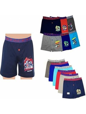 8li Likralı Çocuk Baskılı Karışık Renk Boxer