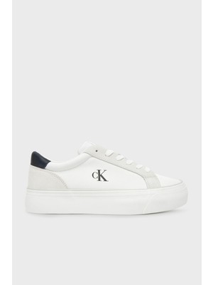 Calvin Klein Beyaz Kadın Sneaker Kauçuk Tabanlı Poliüretan Malzeme ile Günlük Kullanım İçin