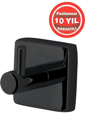 Paslanmaz Pirinç Mat Siyah Vizyon 1’li Askılık Bornozluk