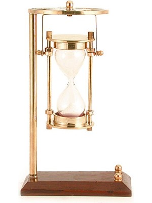 Mariner Vintage Pusulalı Eskitme Pirinç Denizci Kum Saati 16CM
