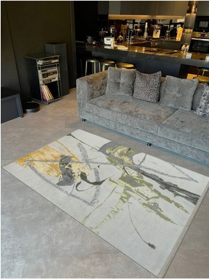 Barcelona Koleksiyonu Soyut Boya Sıçratma Desenli Kreatif Modern Dekoratif Halı 39