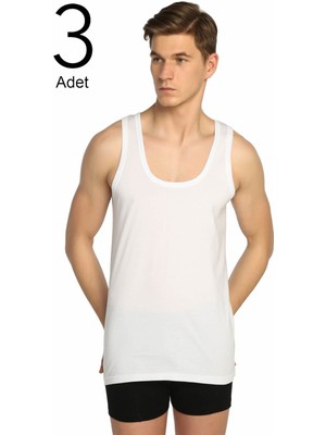 Erkek Beyaz 3'lü Paket Klasik Penye Atlet ELF568S0001CCM3 001