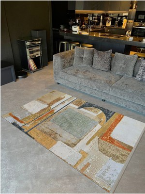 Barcelona Koleksiyonu Çok Renkli Soyut Şekilli Dokuma Taban Modern Dekoratif Halı 43