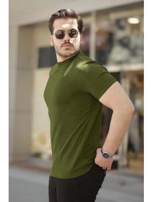Erkek Ince Çizgi Dokulu Kısa Kollu Tişört