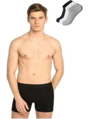 Erkek Beyaz Likralı Elastan Boxer Renk 5'li Paket