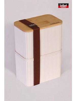 Zebra 2’li Bambu Kapaklı Lunch Box - 1 Lt + 1 Lt - Saklama Kabı Seti - Lastikli