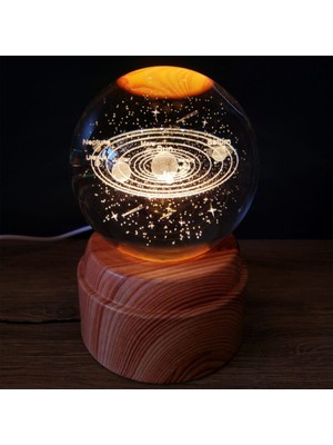 Renkli Gezegenler Tasarımlı Dönen Cam Küre, Şık ve Eğlenceli Dekorasyon Parçası