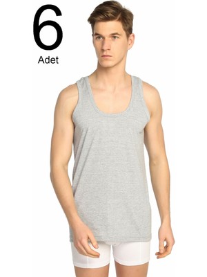 Tutku 6'lı Paket Klasik Erkek Atlet Gri Renk L Beden %40 Pamuk %60 Pes Rahat Kesim