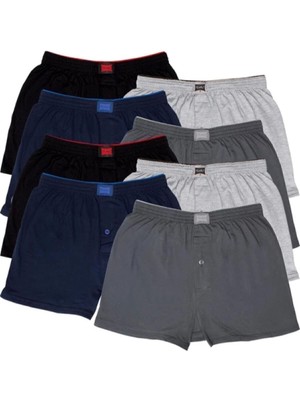Qulat Tutku Erkek Boxer 8'li Paket Karışık Renk Havlu Bel Paça Tipi Desenli Konforlu Seçenek
