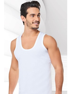 Erkek Beyaz 12'li Paket Klasik Penye Atlet 0001