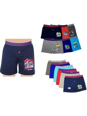 Qulat Erkek Çocuk Çok Renkli 3'lü Paket Elastan Pamuk Baskılı Boxer Rahat Tasarım ile Konforlu Kullanım