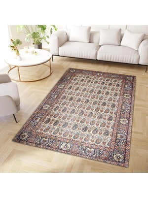 Cansu Koleksiyonu Çok Renkli Desenli Dokuma Taban Modern Dekoratif Halı CANSU39