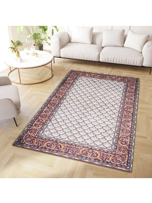 Cansu Koleksiyonu Çok Renkli Bordür Detaylı Dokuma Taban Modern Dekoratif Halı CANSU22