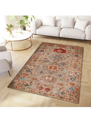 Cansu Koleksiyonu Çok Renkli Etnik Desenli Dokuma Taban Modern Dekoratif Halı CANSU14