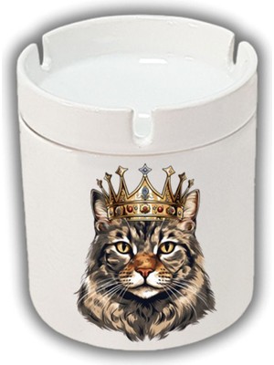 Taçlı Kedi Baskılı Küllük Kül Tablası