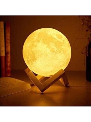 Renkli Ahşap Ay Gece Lambası, 12CM, Şık ve Zarif Gece Aydınlatması