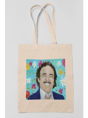 Burhan Altıntop Baskılı Omuz Çantası %100 Pamuklu Tote Bag Ham Bez Çanta