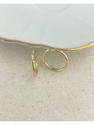 Onseva Kuyumculuk 14 Ayar Altın Ince Sade Halka Küpe