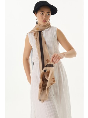 Zeta Sütlü Kahve Yaprak Desen Pamuklu Şal