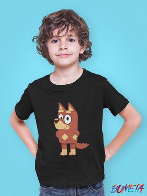 Bumeta Bluey Sevimli Köpek Kardeşler Rusty Çocuk Tişört T-Shirt