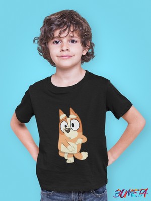 Bumeta Sevimli Köpek Kardeşler Bluey Bingo Çocuk Tişört T-Shirt