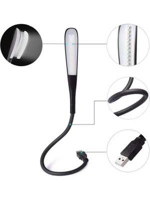 Esnek Siyah USB LED Işık, 14 LED ile Çok Renkli, Portatif ve Kullanışlı