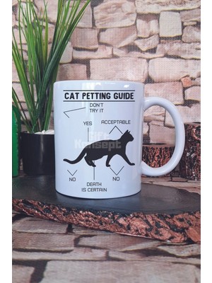 Cat Petting Cat Guide Baskılı Komik Kedi Sevme Kılavuzu Hediye Baskılı Kupa Bardak