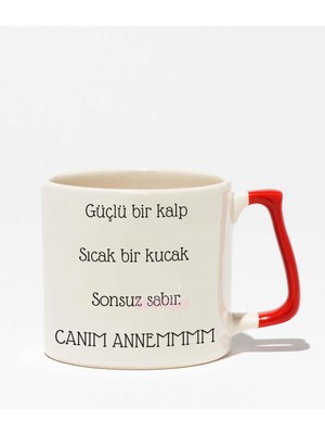 "canım Annem" Anneler Günü Doğum Günü Hediye Kırmızı Kulplu Kupa Bardak