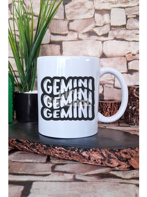 Gemini Retro Outline Baskılı Ikizler Burcu Astroloji Hediyelik Baskılı Çay Kahve Sunum Kupa Bardak