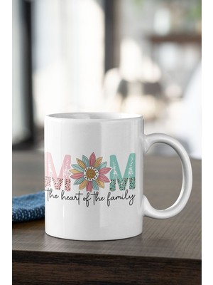 Mom Heart Of The Family Baskılı Anneler Günü Doğum Günü Anneye Hediye Kupa Bardak