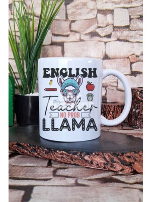 English Teacher No Prob Llama Baskılı Komik Ingilizce Öğretmeni Hediye Baskılı Kupa Bardak