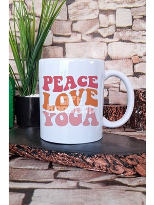 "peace Love Yoga" Huzur Aşk Yoga Hediyelik Baskılı Çay Kahve Sunum Kupa Bardak