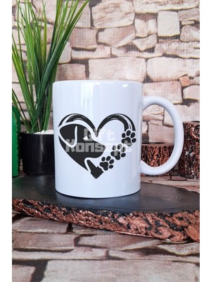 Dog Paw Heart Köpek Pati Kalp Köpeksever Hediyelik Baskılı Çay Kahve Sunum Kupa Bardak