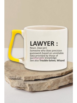 Lawyer Noun Baskılı Avukat Doğum Günü Hediye Sarı Kulplu Kupa Bardak