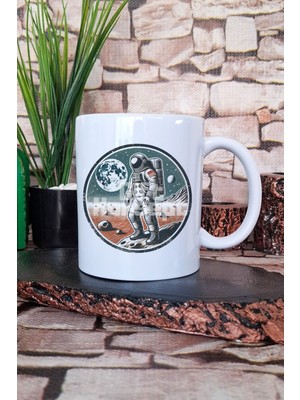 Retro Astronot Baskılı Klasik Uzay Adamı Vintage Bilim Hediye Baskılı Kupa Bardak