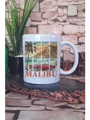 Malibu Summer Trip Baskılı Yaz Tatili Sahil Keyfi Hediyelik Baskılı Çay Kahve Sunum Kupa Bardak