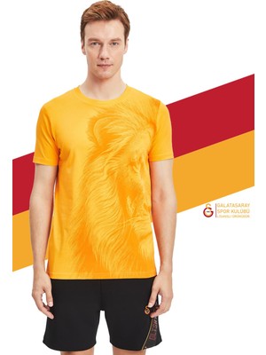 Galatasaray Orijinal Lisanslı Aslan Baskılı Sarı T-Shirt