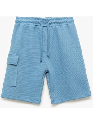 Koton Cep Detaylı Beli Bağcıklı Dokulu Cepli Şort