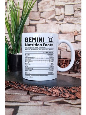 Ikizler Burcu "gemini Nutrition Facts" Eğlenceli Hediyelik Baskılı Çay Kahve Sunum Kupa Bardak