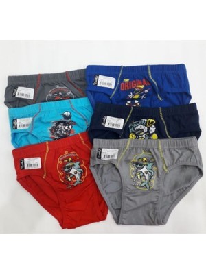 Tutku 6'lı Paket Erkek Çocuk Elastan Baskılı Külot Desenli Paça Tipi Rahat Kullanım